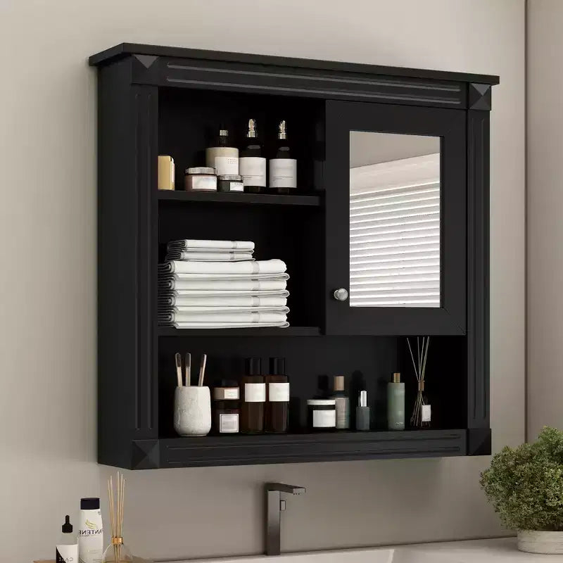 32"W x 28"H Wall Mirror Medicine Cabinet - MDF, 5 Removable Shelves, Soft-Close Hinges
