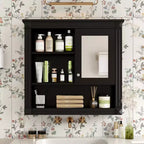 Armoire de toilette murale 32"L x 28"H - MDF, 5 étagères amovibles, charnières à fermeture douce