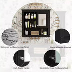 Armoire de toilette murale 32"L x 28"H - MDF, 5 étagères amovibles, charnières à fermeture douce