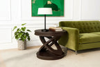 Luxystar Retro Wood Round End Table with X-shape Base for Dining or Living Room, Espresso