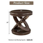 Table d'appoint ronde rétro avec piètement en X - Placage bois, diamètre 56 cm, Espresso