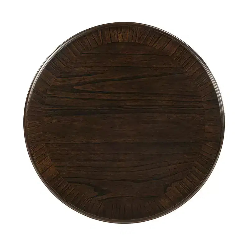 Retro Round End Table with X-Shape Base - Wood Veneer, 22" Diameter, Espresso