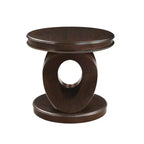 Table d'appoint ronde rétro avec piètement en X - Placage bois, diamètre 56 cm, Espresso