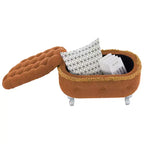 Banc de rangement capitonné de 75 cm avec capitonnage, franges et plateau relevable - Chambre et salon