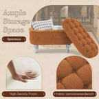 Banc de rangement capitonné de 75 cm avec capitonnage, franges et plateau relevable - Chambre et salon