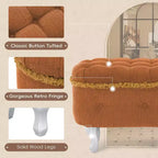 Banc de rangement capitonné de 75 cm avec capitonnage, franges et plateau relevable - Chambre et salon