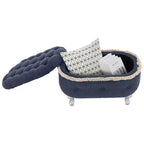 Banc de rangement capitonné de 75 cm avec capitonnage, franges et plateau relevable - Chambre et salon