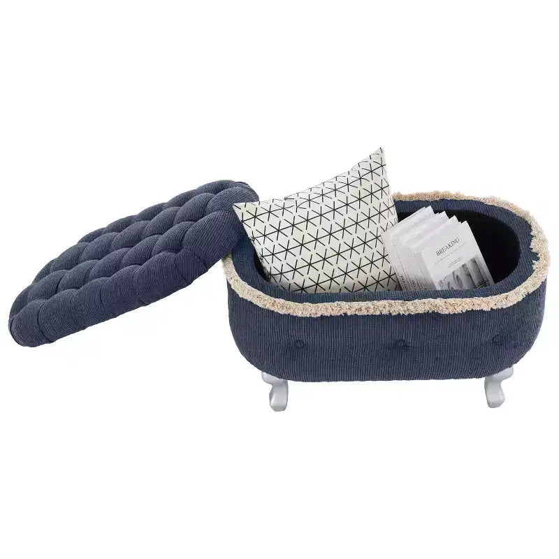 29.5" Upholstered Storage Bench with Button Tufting, Fringe & Lift Top - Bedroom & Living Room