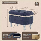 Banc de rangement capitonné de 75 cm avec capitonnage, franges et plateau relevable - Chambre et salon