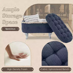 Banc de rangement capitonné de 75 cm avec capitonnage, franges et plateau relevable - Chambre et salon