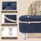 Banc de rangement capitonné de 75 cm avec capitonnage, franges et plateau relevable - Chambre et salon