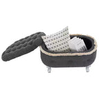 Banc de rangement capitonné de 75 cm avec capitonnage, franges et plateau relevable - Chambre et salon