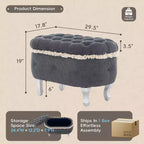 Banc de rangement capitonné de 75 cm avec capitonnage, franges et plateau relevable - Chambre et salon