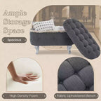 Banc de rangement capitonné de 75 cm avec capitonnage, franges et plateau relevable - Chambre et salon