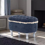 Banc de rangement capitonné de 75 cm avec capitonnage, franges et plateau relevable - Chambre et salon