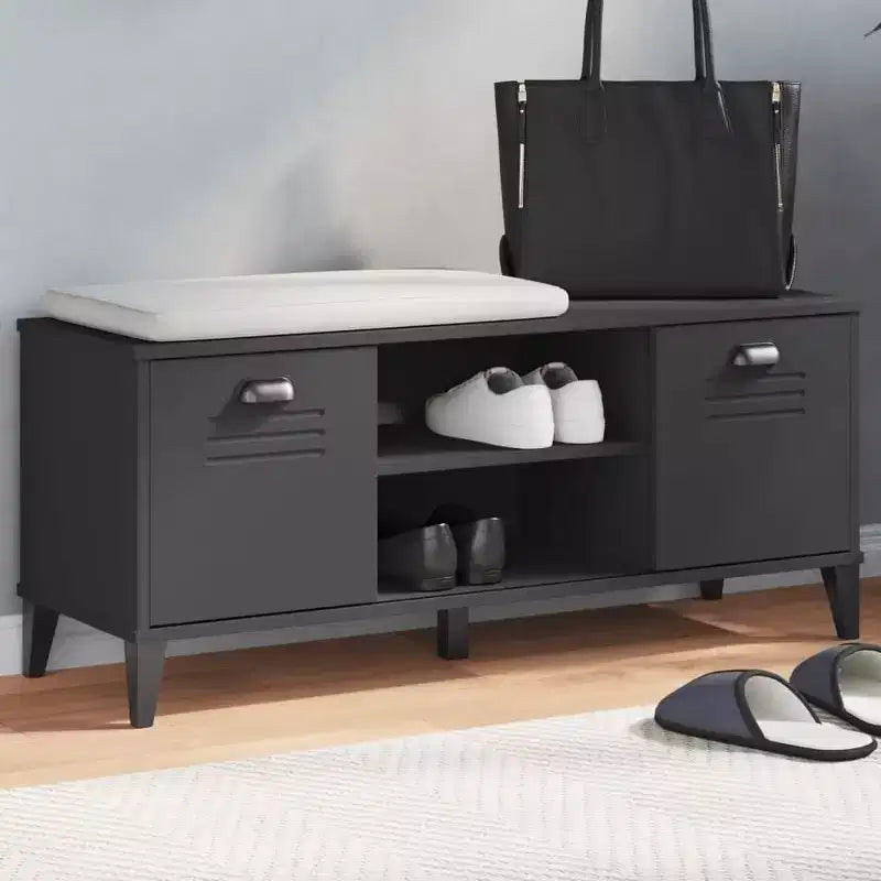 Solid Pine Wood Shoe Bench with Storage Shelf - Hallway Organizer Furniture