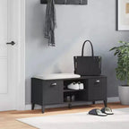 Banc à chaussures en pin massif avec étagère de rangement - Meuble d'entrée organisateur