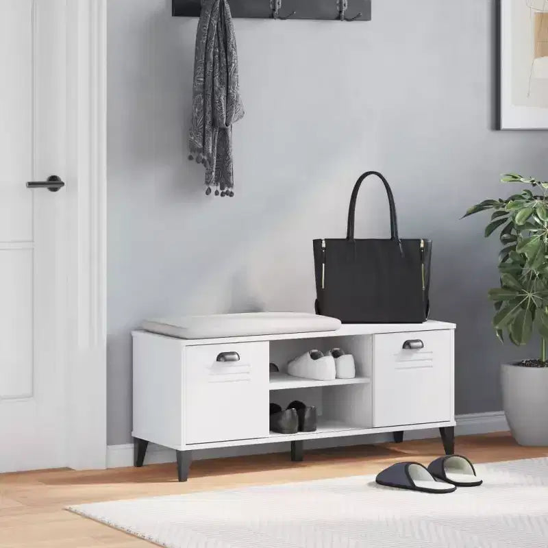 Solid Pine Wood Shoe Bench with Storage Shelf - Hallway Organizer Furniture