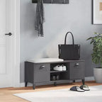 Banc à chaussures en pin massif avec étagère de rangement - Meuble d'entrée organisateur