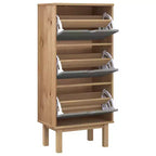 Meuble à chaussures en pin massif - Moyen, Marron, 35 cm (P) x 55 cm (L) x 120 cm (H)