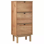 vidaXL Shoe Cabinet Brown Solid Pine Wood Medium Shoe Cabinet