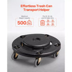 Chariot à roulettes pour poubelle - Convient aux poubelles de 20, 32, 44, 55 gallons, capacité de 227 kg, 4 roues verrouillables, noir