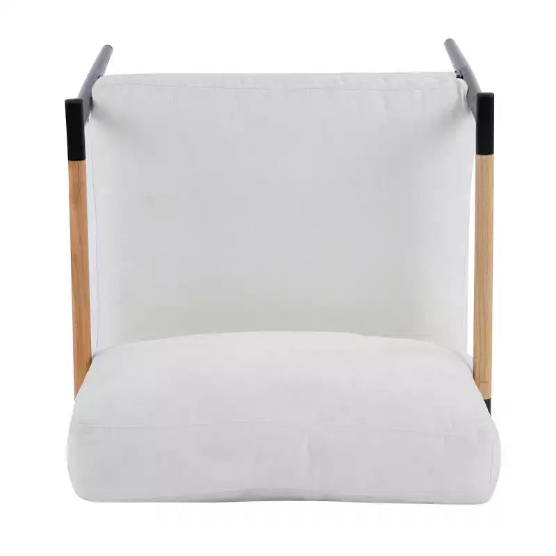 27.56" Modern Accent Chair with Plush Cushions, Metal Frame & Wooden Armrest