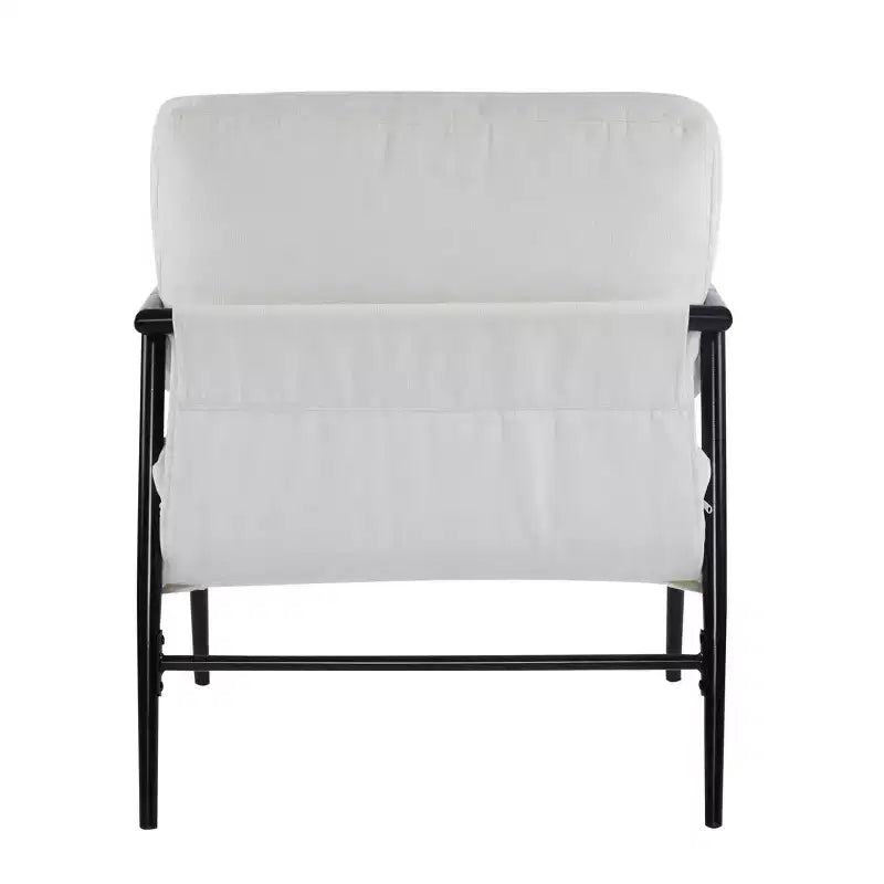 27.56" Modern Accent Chair with Plush Cushions, Metal Frame & Wooden Armrest