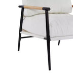 Fauteuil d'appoint moderne 27,56" avec coussins moelleux, structure métallique et accoudoirs en bois