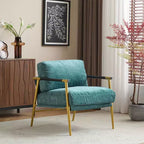 Fauteuil d'appoint moderne 27,56" avec coussins moelleux, structure métallique et accoudoirs en bois