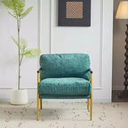 Fauteuil d'appoint moderne 27,56" avec coussins moelleux, structure métallique et accoudoirs en bois