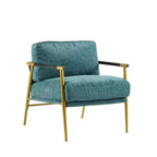 Fauteuil d'appoint moderne 27,56" avec coussins moelleux, structure métallique et accoudoirs en bois