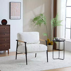 Fauteuil d'appoint moderne 27,56" avec coussins moelleux, structure métallique et accoudoirs en bois