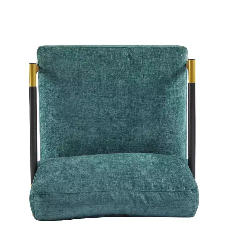 27.56" Modern Accent Chair with Plush Cushions, Metal Frame & Wooden Armrest