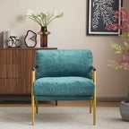 Fauteuil d'appoint moderne 27,56" avec coussins moelleux, structure métallique et accoudoirs en bois
