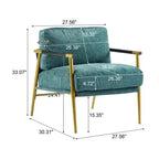 Fauteuil d'appoint moderne 27,56" avec coussins moelleux, structure métallique et accoudoirs en bois
