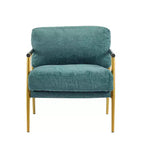 Fauteuil d'appoint moderne 27,56" avec coussins moelleux, structure métallique et accoudoirs en bois