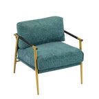 Fauteuil d'appoint moderne 27,56" avec coussins moelleux, structure métallique et accoudoirs en bois
