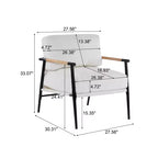 Fauteuil d'appoint moderne 27,56" avec coussins moelleux, structure métallique et accoudoirs en bois