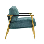 Fauteuil d'appoint moderne 27,56" avec coussins moelleux, structure métallique et accoudoirs en bois