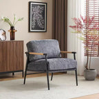 Fauteuil d'appoint moderne 27,56" avec coussins moelleux, structure métallique et accoudoirs en bois
