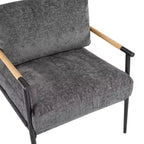 Fauteuil d'appoint moderne 27,56" avec coussins moelleux, structure métallique et accoudoirs en bois