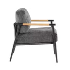 Fauteuil d'appoint moderne 27,56" avec coussins moelleux, structure métallique et accoudoirs en bois