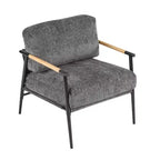 Fauteuil d'appoint moderne 27,56" avec coussins moelleux, structure métallique et accoudoirs en bois