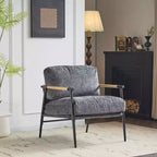 Fauteuil d'appoint moderne 27,56" avec coussins moelleux, structure métallique et accoudoirs en bois