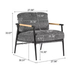Fauteuil d'appoint moderne 27,56" avec coussins moelleux, structure métallique et accoudoirs en bois