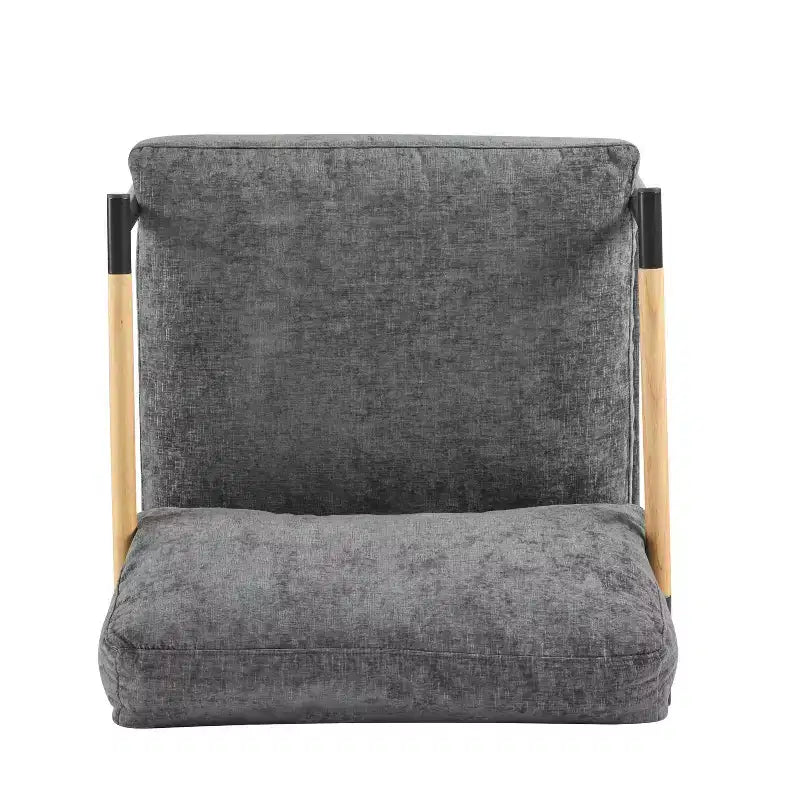 27.56" Modern Accent Chair with Plush Cushions, Metal Frame & Wooden Armrest