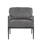 Fauteuil d'appoint moderne 27,56" avec coussins moelleux, structure métallique et accoudoirs en bois