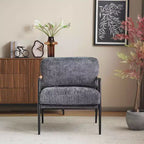 Fauteuil d'appoint moderne 27,56" avec coussins moelleux, structure métallique et accoudoirs en bois