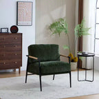 Fauteuil d'appoint moderne 27,56" avec coussins moelleux, structure métallique et accoudoirs en bois